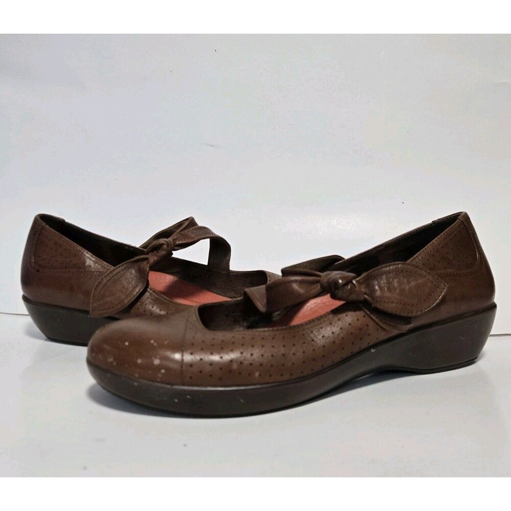 Dansko Shoes US 11 EU 41 Leather Mary Janes Deidra Knot Brown Cognac Hook Loop